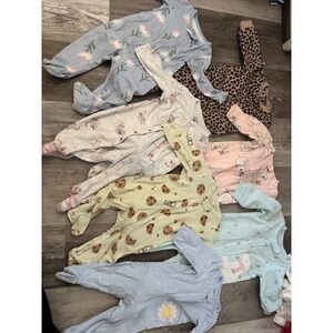 6 month Baby Girl Footed Pajamas Sleepers Bundle 7 pcs Multiple Prints Sizes